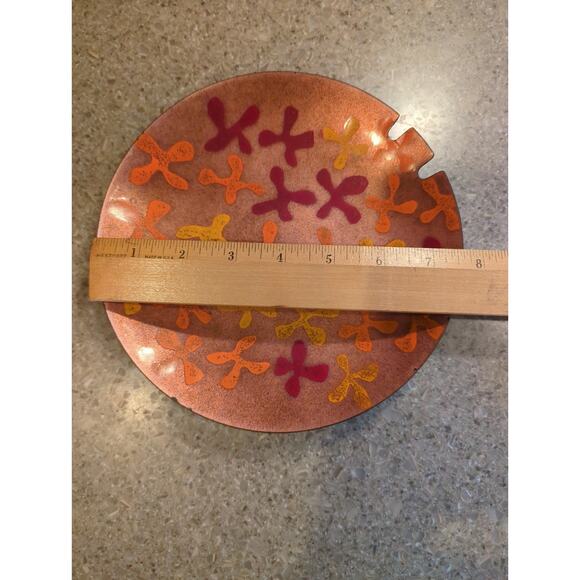 Vintage 8" Enamel on Copper Art Deco Ashtray Mid Century Modern 50's - Picture 2 of 6